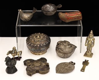 11pc Old Chinese, Tibetan and Indian Miniatures