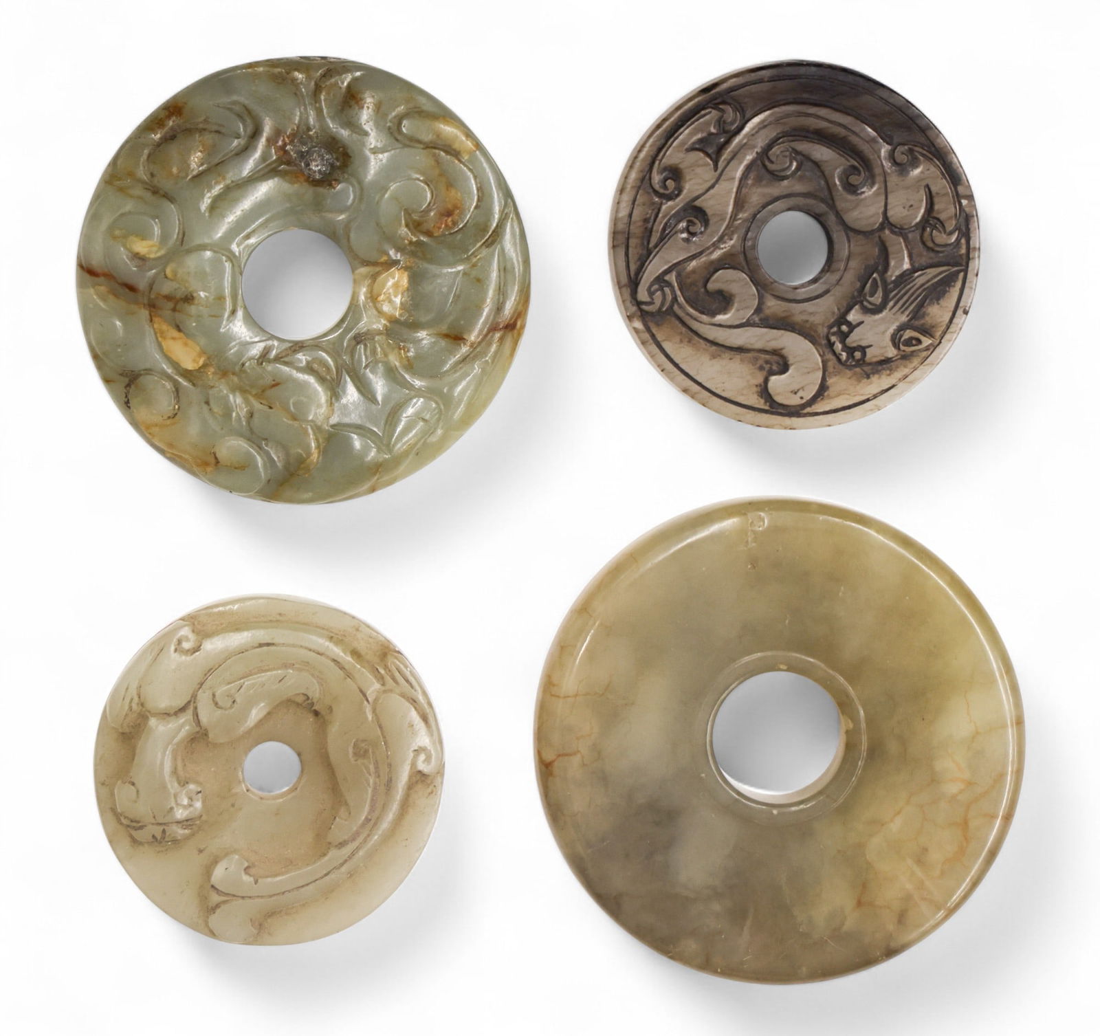 4pc Old Chinese Jade Bi Disc Pendants (1 of 3)
