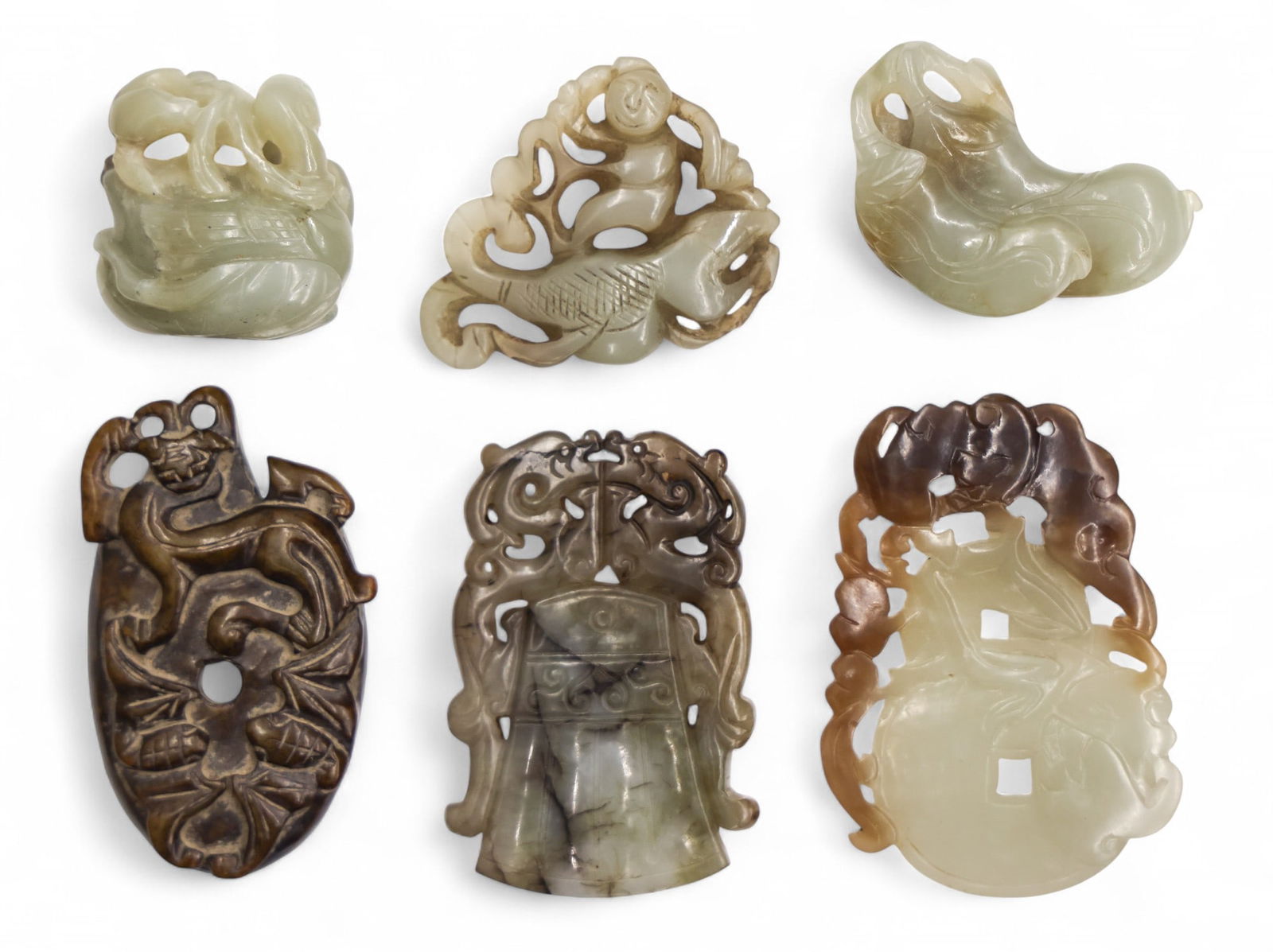 6pc Old Chinese Jade Assorted Pendants (1 of 2)