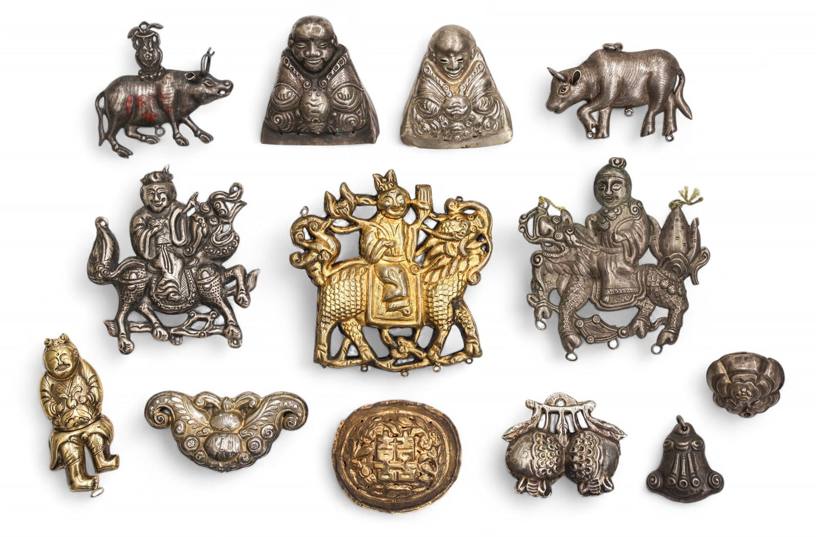 13pc Old Chinese Silver Figural Toggles (1 of 1)