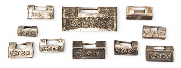 10pc Old Chinese Silver Locks