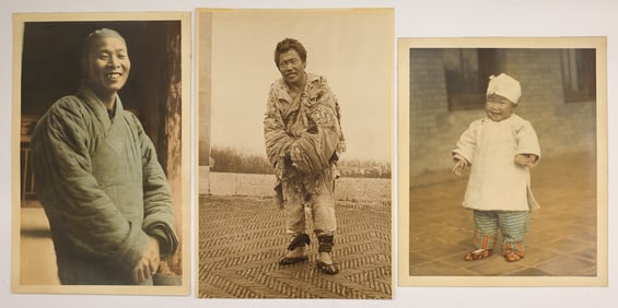 3pc Old Chinese Mission Photo Bureau Tinted Photographs