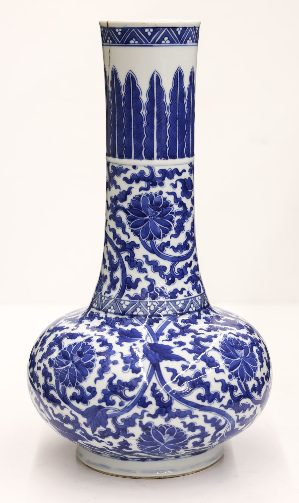 Chinese Blue & White Porcelain Large Bottle Vase (1 of 8)