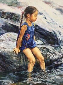 Ming Wai aka Kwok Lo Hing "Summer" (Fish Girl) Oil on Canvas