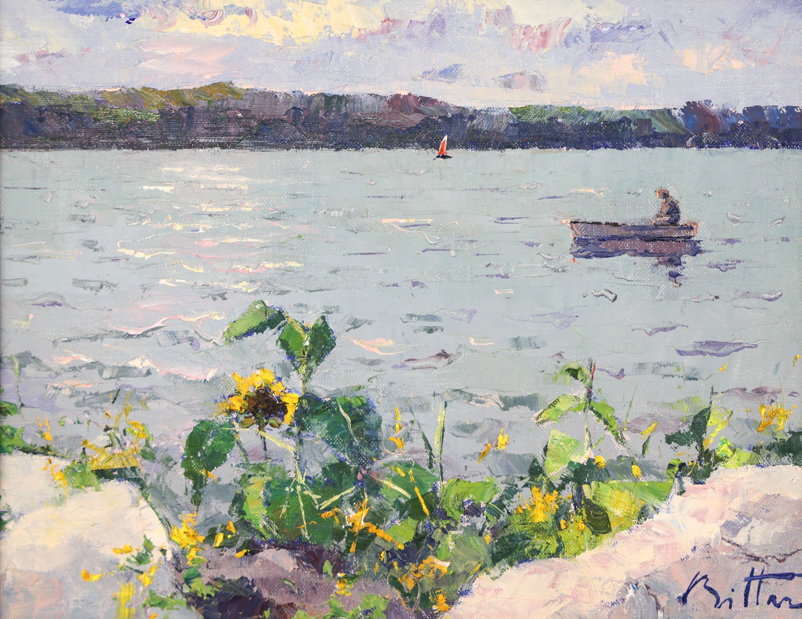 Pierre Bittar "Drifting Flowers" Oil on Canvas (1 of 2)