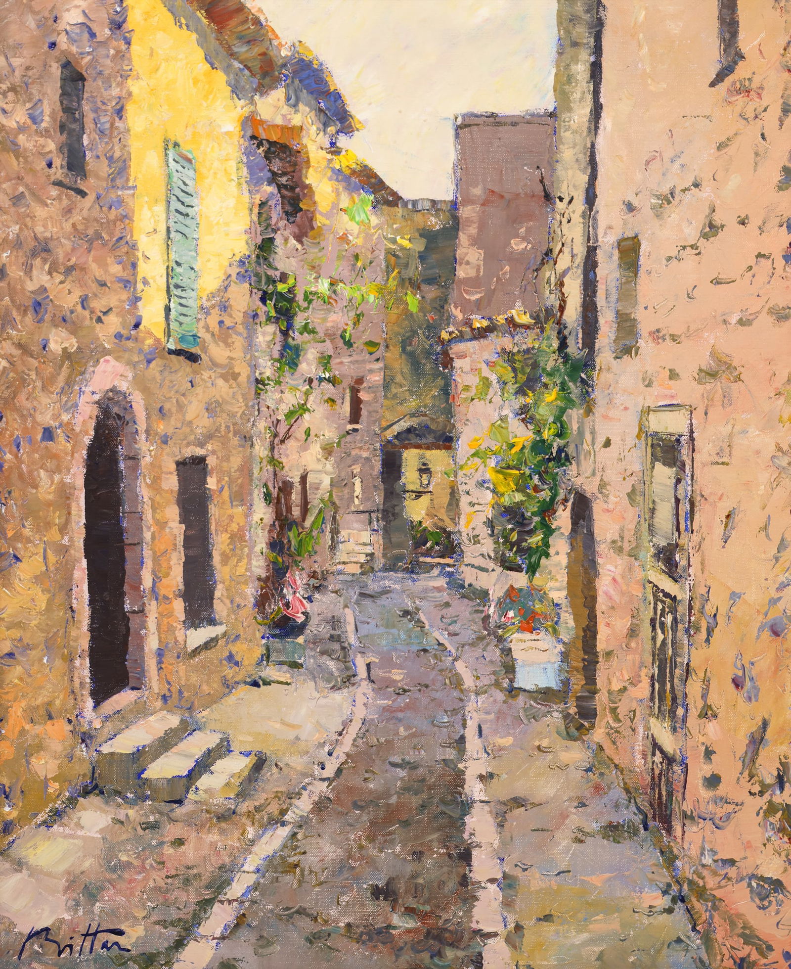 Pierre Bittar "Mediterranean Village" Oil on Canvas (1 of 2)