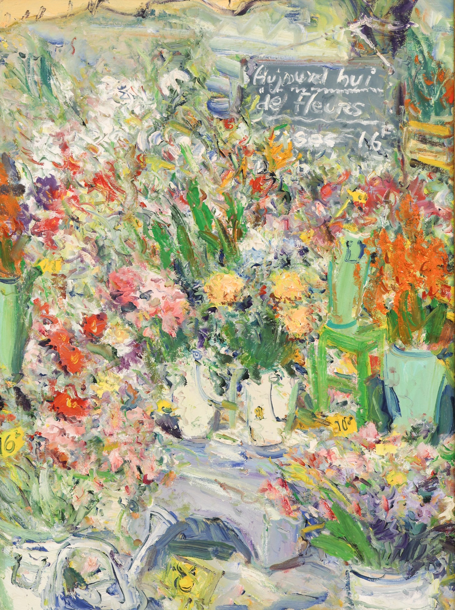 Duane Alt "Marche en Plein Vent" (Flower Market) Oil on Canvas (1 of 2)