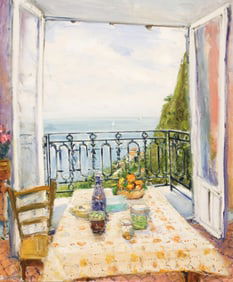 Duane Alt "Luncheon on the Terrace" Oil on Canvas