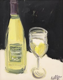 Duane Alt "Chardonnay" (Wine with Glass) Oil on Canvas