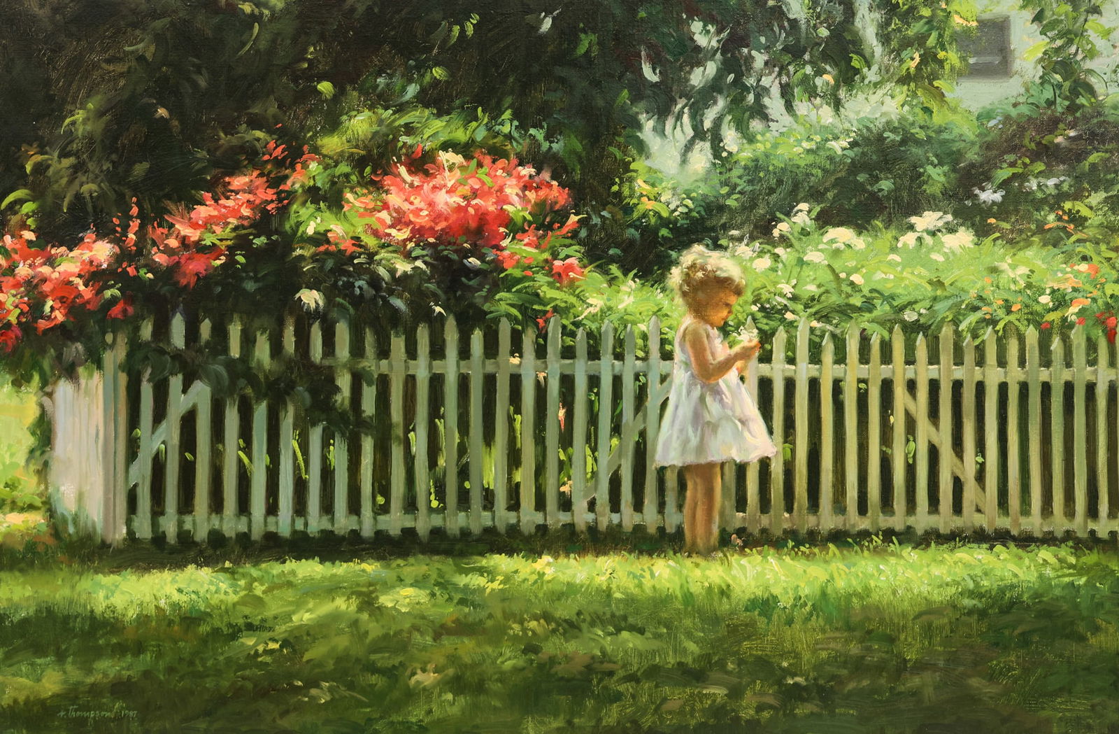 Richard Earl Thompson "Along Her Fence" 1987 Oil on Canvas (1 of 2)