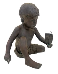 L'Deane Trueblood "His Little Boat" 1994 Large Bronze Sculpture