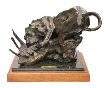 Sherry Salari Sander "Gwaai Valley" (Lion Hunt) 1984 Bronze Sculpture