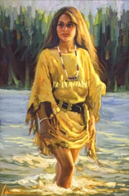 Miguel Camarena "Indian Maiden" Oil on Canvas