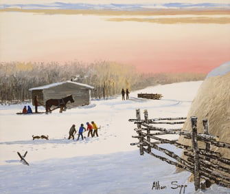 Allen Sapp "Having a Nice Evening" 1986 Acrylic on Canvas