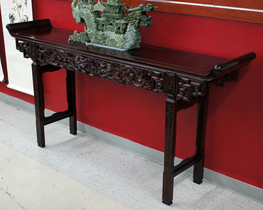 Chinese Rosewood Finely Carved Altar Table with Dragons