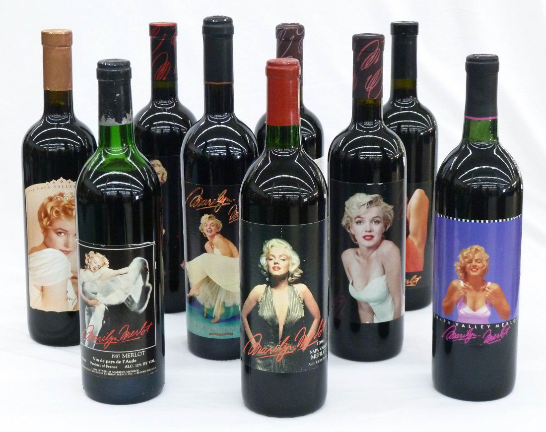 (9) Bottles Marilyn Monroe Merlot Collectible Wine. Inc