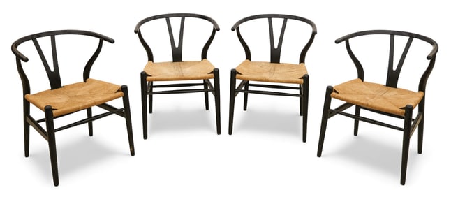 4pc Hans Wegner for Carl Hansen Black "Wishbone" Chairs