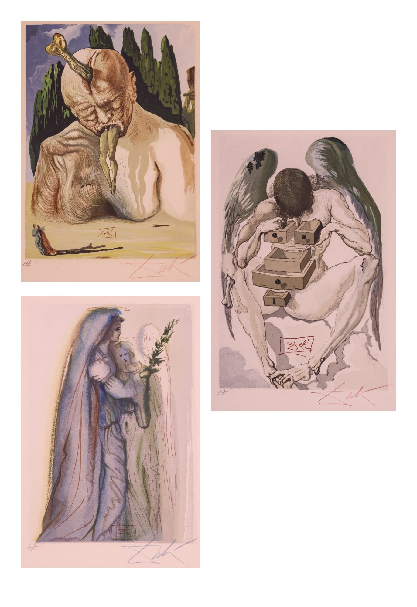 3pc Salvador Dali "Divine Comedy" Wood Engravings (1 of 5)