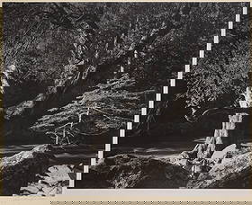 Ansel Adams "Morning, Merced River Canyon. Yosemite" Gelatin Silver Print: Ansel Adams (1902-1984 California) "Morning, Merced River Canyon. Yosemite" Circa 1950 Gelatin Silver Print 7.5"x9.5" Image. Ink signed l.r. margin with early Special Edition of Fine Prints stamp on v