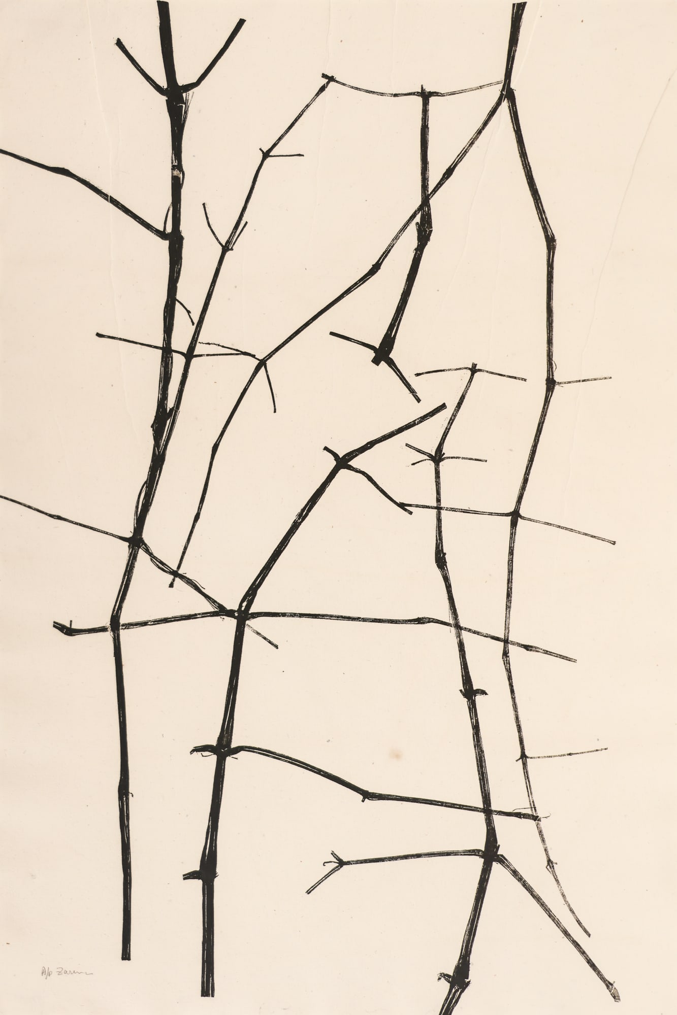 Zarina Hashmi "In the Woods" 1971 Relief Print (1 of 3)