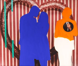 John Baldessari "Couple/Heart/Announcer" 1991 Acrylic on Photograph