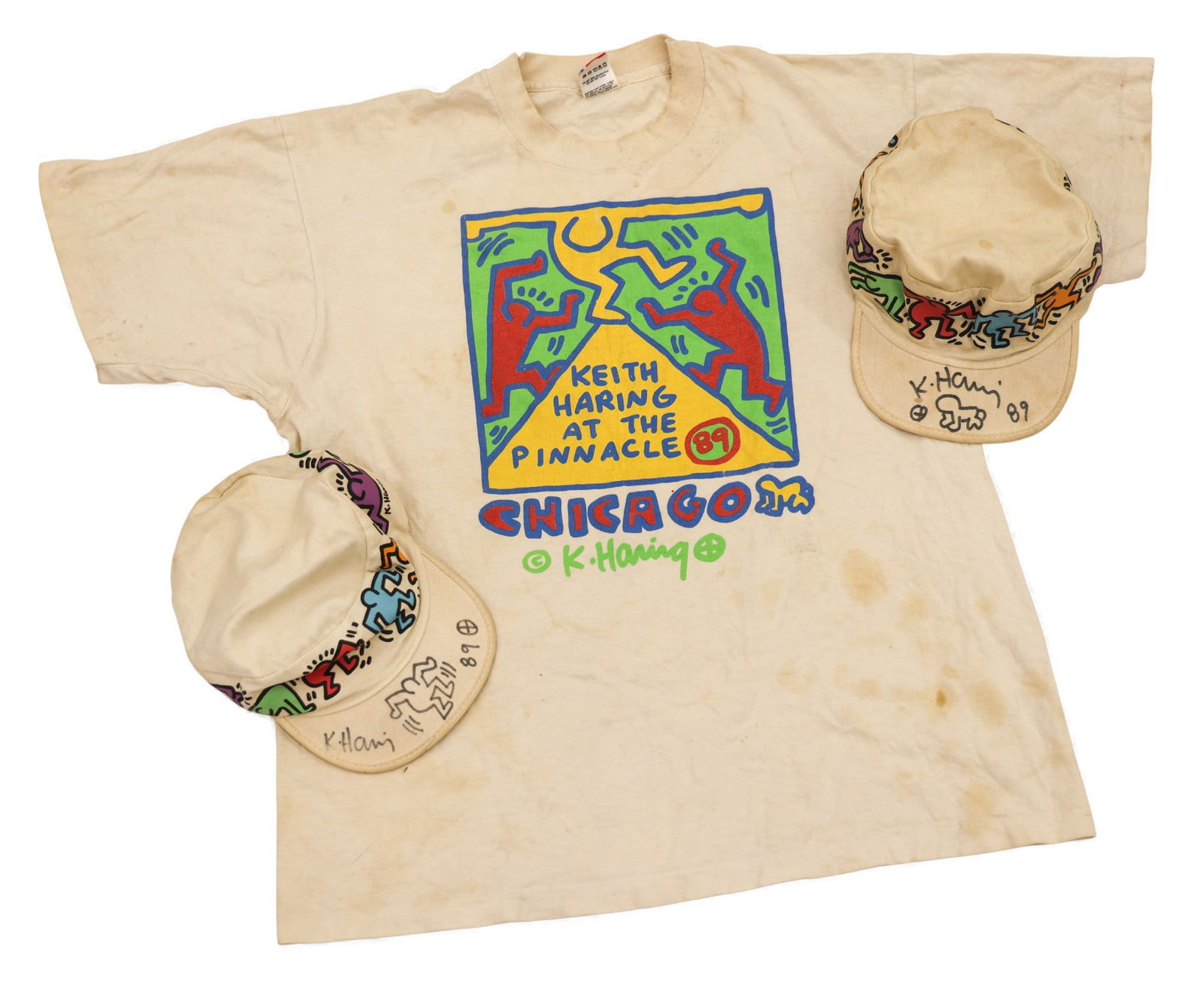 3pc Keith Haring "Keith Haring at the Pinnacle" 1989 Ink on Clothing (1 of 6)
