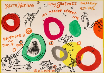 Keith Haring "Tony Shafrazi Gallery" 1988 Ink Signed Poster