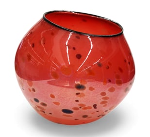 Dale Chihuly "Red Macchia Basket" 1995 Blown Glass