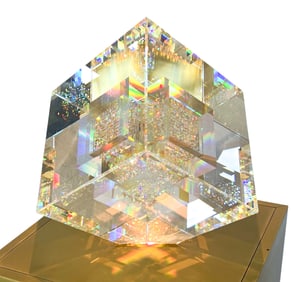 Jon Kuhn "Crystal Palace" 1995 Glass Cube Sculpture 15"x13"