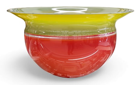 Sonja Blomdahl "Green to Red Incalmo Bowl" Blown Glass