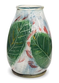 John DeWit "Cultus Bay Leaf Vessel" Blown and Painted Glass
