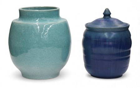 2pc Paul Bonifas Glazed Ceramic Vessels