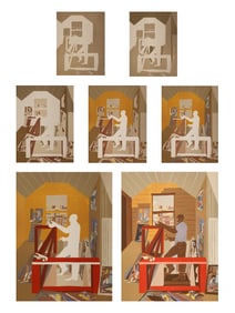 7pc Jacob Lawrence ''The Studio'' 1996 Color Progression Lithographs