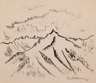 George Tsutakawa "Mountains and Clouds" 1960 Ink on Paper