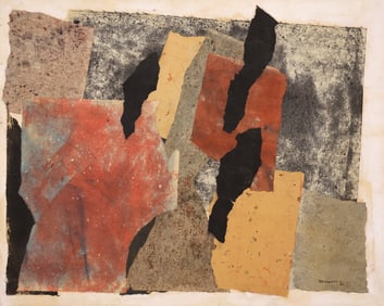 Paul Horiuchi "Contrasting Concept" 1961 Casein Collage