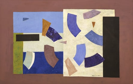 Paul Horiuchi "Colors and Forms of the Past" Casein Collage on Canvas