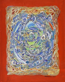 John Matsudaira "Forms in Motion" 1977 Acrylic on Board