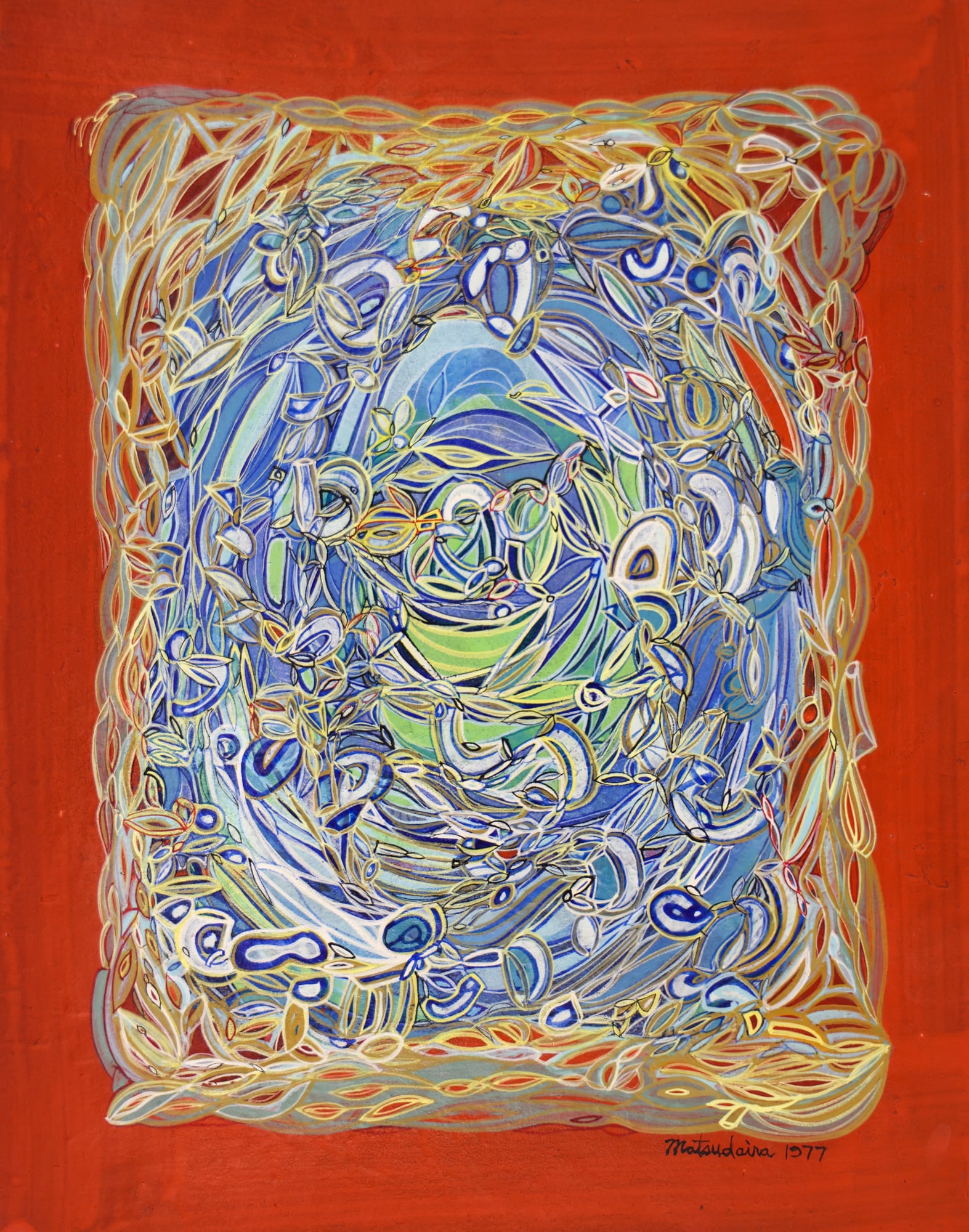 John Matsudaira "Forms in Motion" 1977 Acrylic on Board (1 of 3)