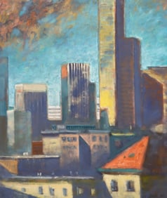 Paul Havas "Cityscape" 1985 Oil on Board