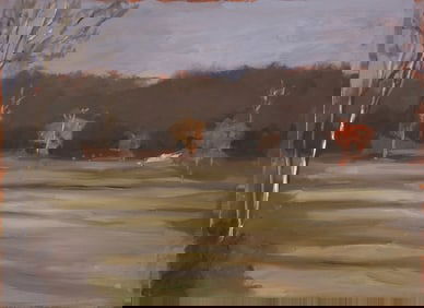 Norman Lundin "Landscape with White Tree" 1999 Oil on Paper