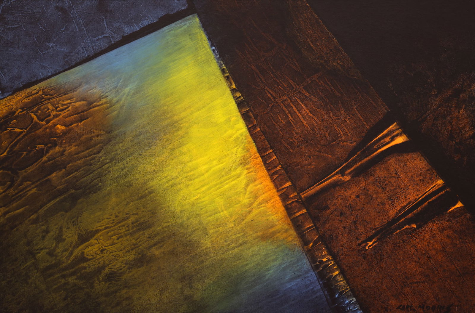 Carl Morris "Untitled XV" (Channel Marker Series) 1981 Acrylic on Canvas: Carl Morris (1911-1993 Oregon) "Untitled XV" (Channel Marker Series) 1981 Acrylic on Canvas 40"x60" Image. Signed l.r. Original framing 41"x61". Excellent condition.