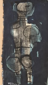 Herbert Siebner "Warrior" 1961 Ink and Wash on Paper