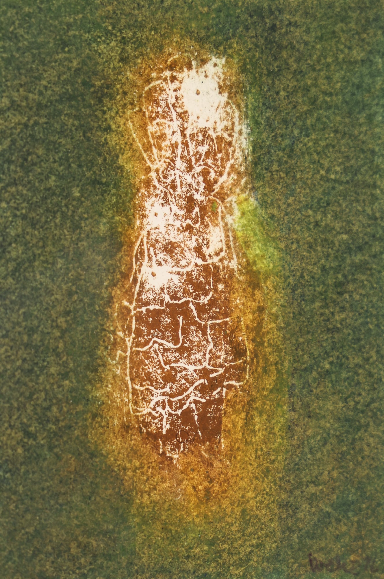 Wesley Wehr "Totem Figure" 1976 Mixed Media Monotype on Paper (1 of 2)