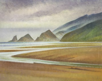 Ray Hill "Sand-Bar" (Canon Beach, Oregon) Oil on Canvas Board