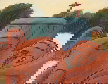 Lockwood Dennis "Rusting Cars, House Trailer" 1993 Oil on Canvas