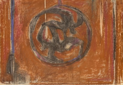 Manfred Schwartz "The Orange Ring" 1960's Pastel on Paper