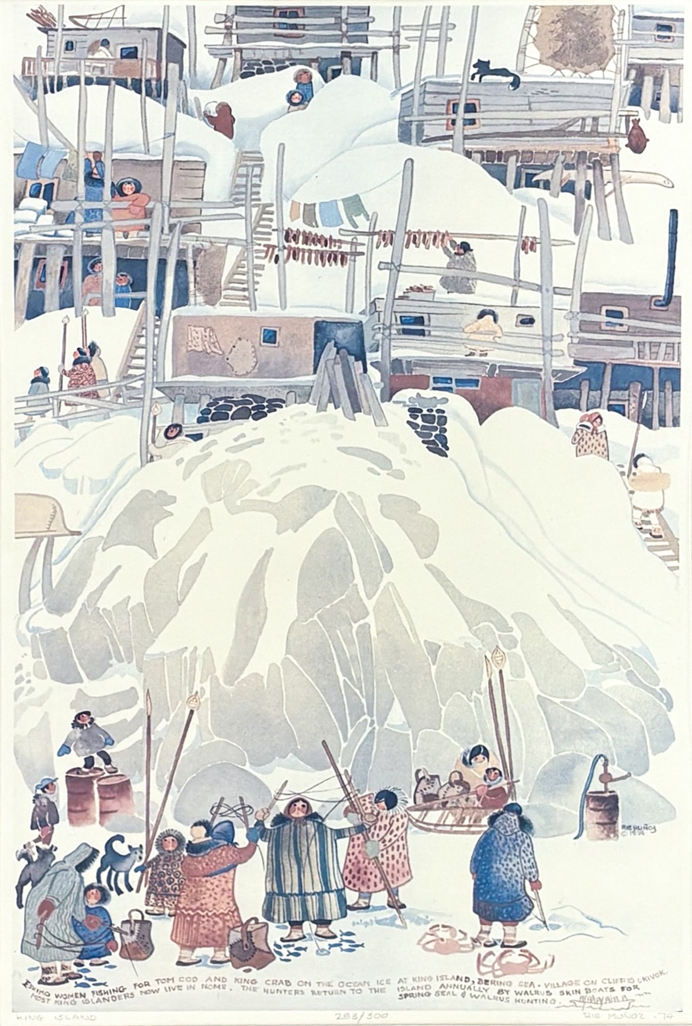 Rie Munoz "King Island" 1974 Lithograph (1 of 2)