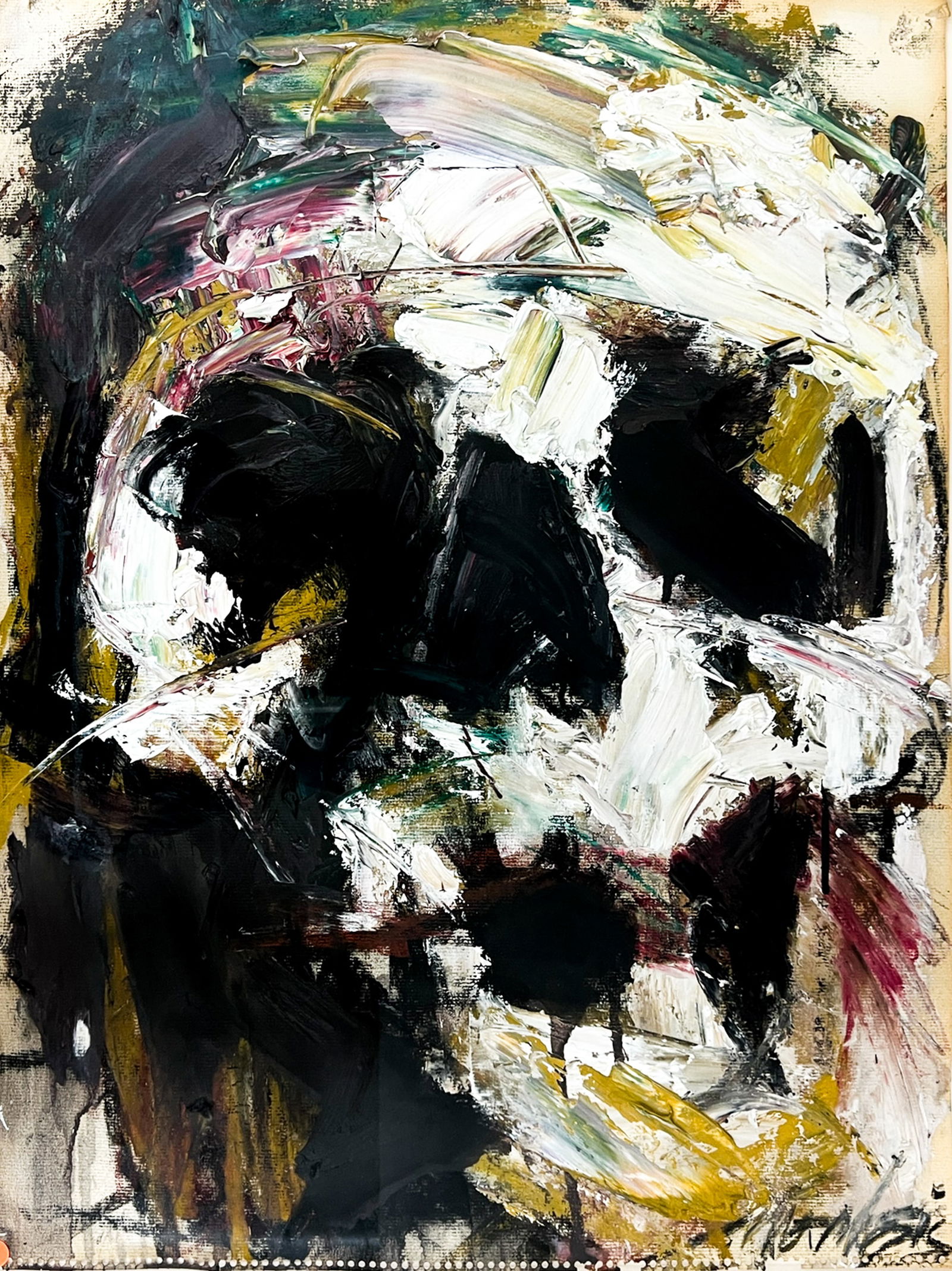 Jim Morphesis "Skull Study for Monastery" 1985 Mixed Media on Paper (1 of 2)
