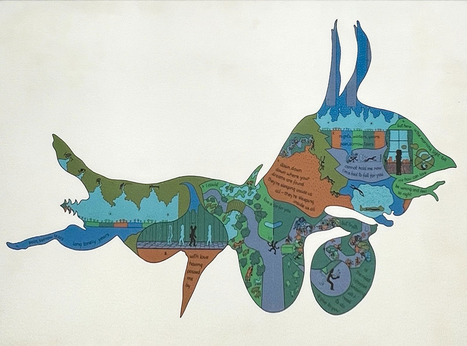 Oyvind Fahlstrom "Nights, Winters, Years" 1976 Silkscreen (1 of 2)