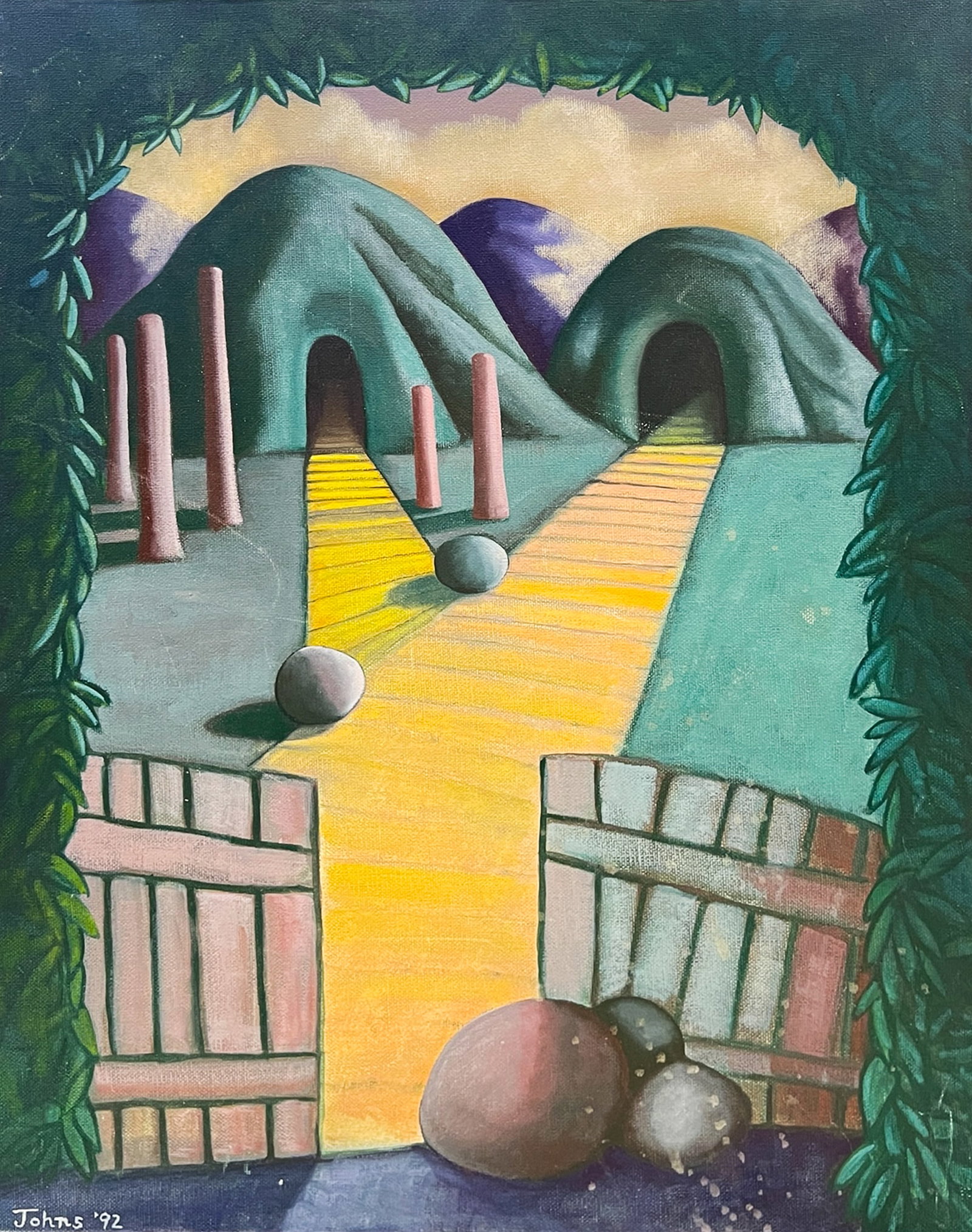 Artist Unknown "In and Out" 1992 Acrylic on Canvas (1 of 2)